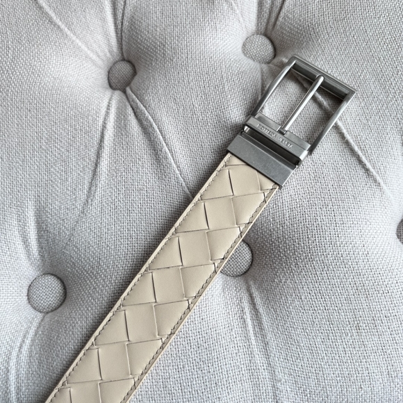 Bottega Veneta men's intreccio large plaid woven belt width 35MM - Picture 2 of 5